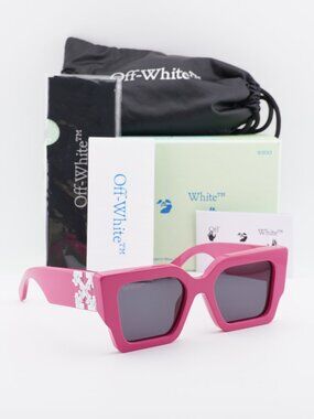 Off-White OERI003 6807 Square Sunglasses – Pink / Grey